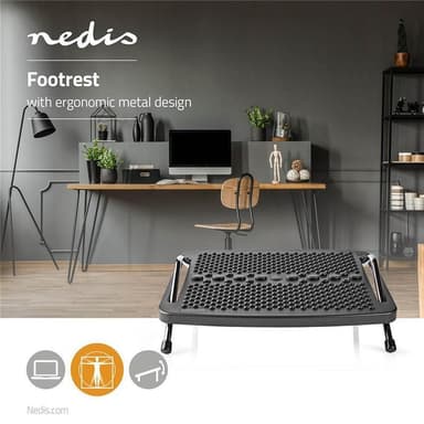 Ergonomiskt fotstöd metall svart