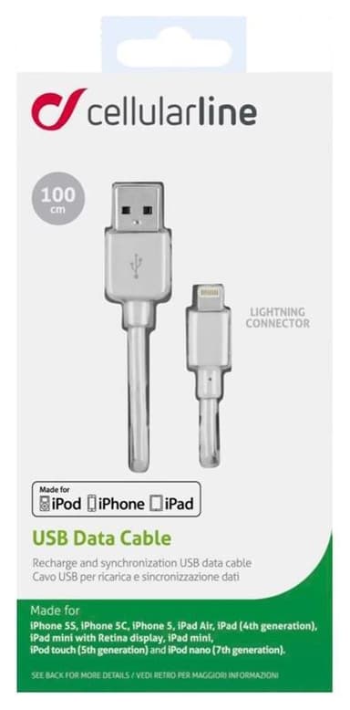 Cellularline Laddkabel Lightning 1 m