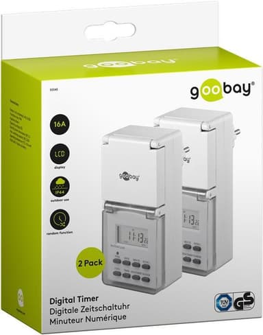 Goobay Set med 2, digital timer IP44