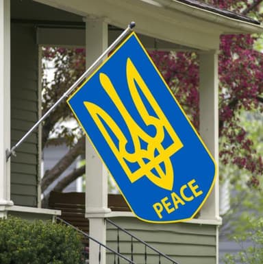 Vimpel Ukrainas riksvapen med text PEACE 46x31 cm Blå/Gul