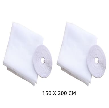 Window Screen Mesh Gardin med kardborreband 1,5 x 2 m 2-Pack Vit