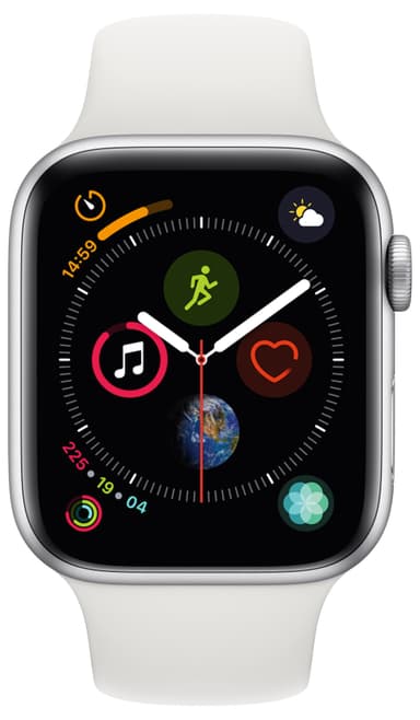 Apple Watch 4 44mm (silver alu/vit sportband)