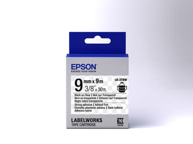 Epson etikettkassett stark självhäftande tejp – LK-3TBW stark tejp sva