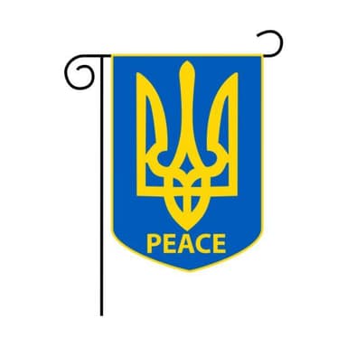 Vimpel Ukrainas riksvapen med text PEACE 46x31 cm Blå/Gul