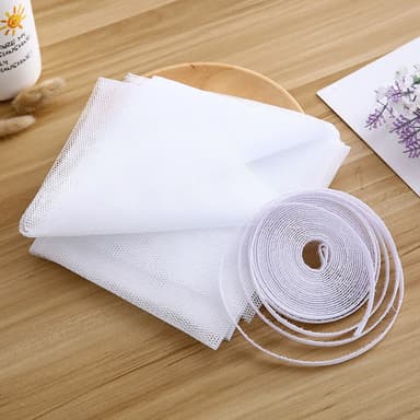Window Screen Mesh Gardin med kardborreband 1,3 x 1,5 m Vit