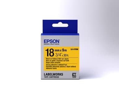 Epson etikettkassett stark självhäftande tejp – LK-5YBW stark tejp sva