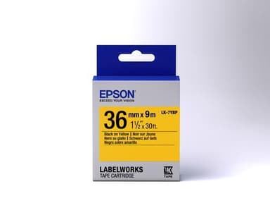 Epson etikettkassett pastell - LK-7YBP pastell svart/gul 36/9, Svart p