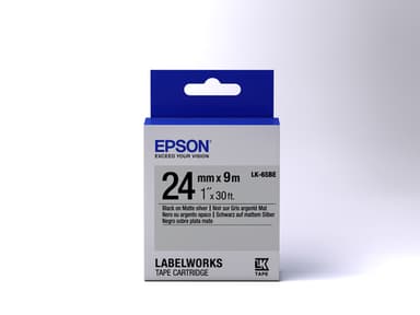 Epson etikettkassett matt – LK-6SBE matt svart/matt silver 24/9, Svart