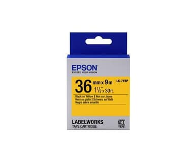 Epson etikettkassett pastell - LK-7YBP pastell svart/gul 36/9, Svart p
