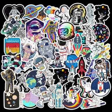 Klistermärken Tecknad Astronaut Space Station 50-pack Flerfärgad