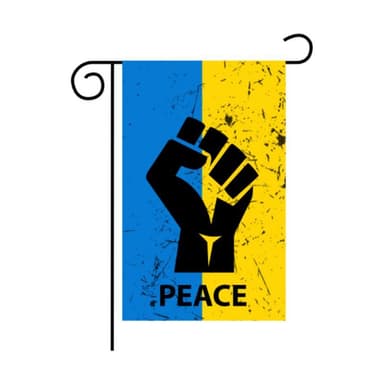 Vimpel Ukrainsk flagga med knytnäve och text ""Peace"" 46×30 cm Blå/Gul