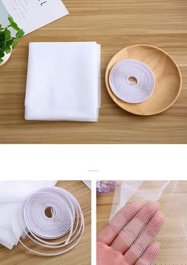 Window Screen Mesh Gardin med kardborreband 1,5 x 2 m 2-Pack Vit