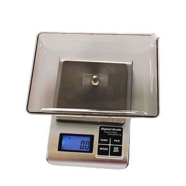 Liten digitalvåg med bricka för bakning/smycken 1 kg/0,1 g silver