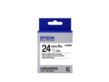 Epson etikettkassett standard – LK-6WBN std svart/vit 24/9, Svart på v