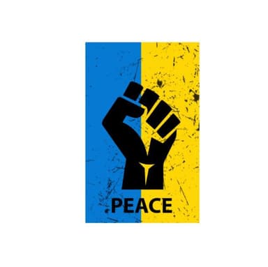 Vimpel Ukrainsk flagga med knytnäve och text ""Peace"" 46×30 cm Blå/Gul