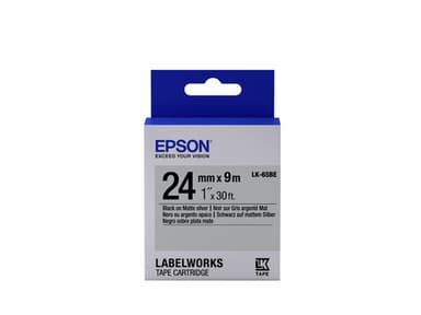 Epson etikettkassett matt – LK-6SBE matt svart/matt silver 24/9, Svart