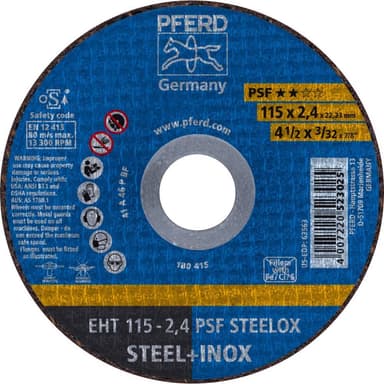 Separationspår rakt 115 mm 22.23 mm PFERD PSF STEELOX