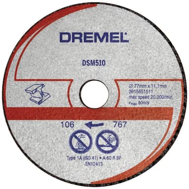 Separationspår rakt 77 mm Dremel DSM510 2615S510JB 3 st