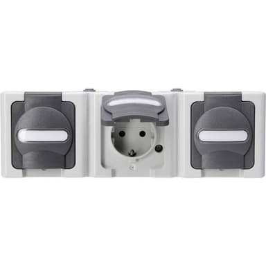 Kopp 3x Komplett Vägguttag lock BlueElectric Grå