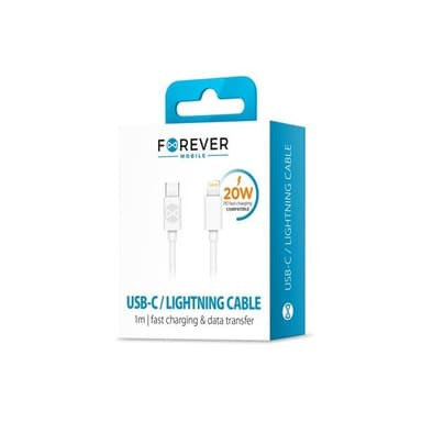 Forever iPhone-kabel 1m 3A - vit