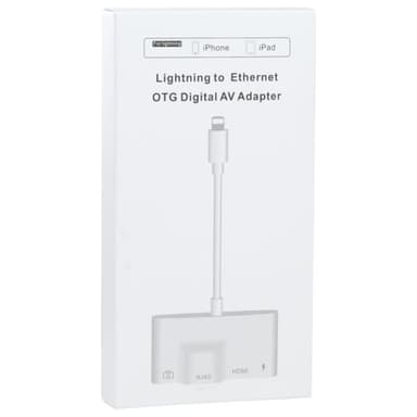 iPhone adapter till RJ45 Ethernet + HDMI + USB Camera