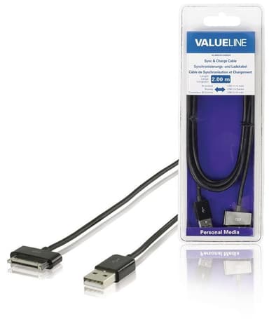 Synk och Laddningskabel Apple Dock 30-Pin - USB A hane 2.00 m Svart