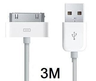 USB-kabel till iPhone/iPod 3 meter (Vit)