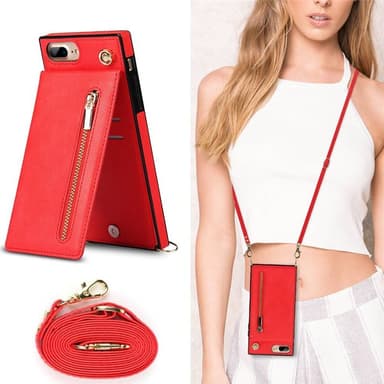 Zipper necklace case Apple iPhone 8 Plus - Röd