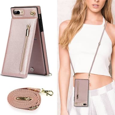 Zipper necklace case Apple iPhone 8 Plus - Rosè