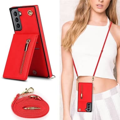 Zipper necklace case Samsung Galaxy S21 - Röd