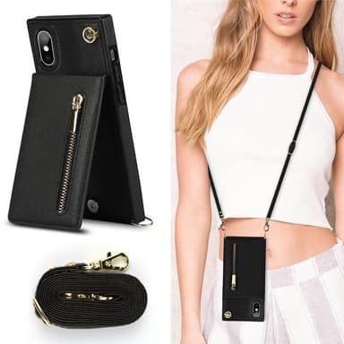 Zipper necklace case Apple iPhone X / XS - Svart