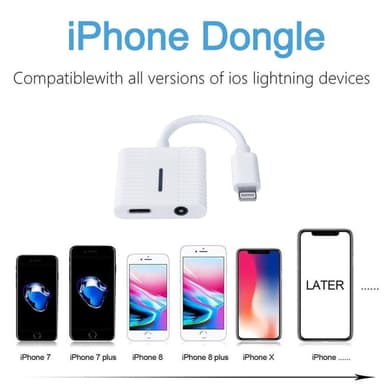 Lightning till 3.5 mm adapter för iPhone - ljud och laddadapter