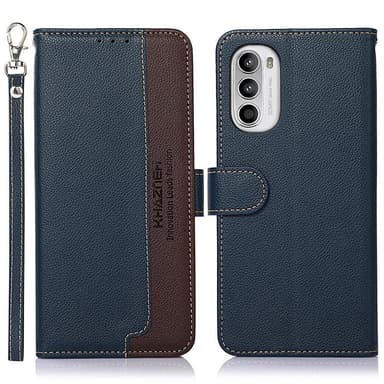 KHAZNEH Motorola Moto G52 Plånboksfodral - Blå/Brun