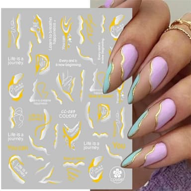 Marmor Nail Art Stickers Dekaler på naglar självhäftande Flerfärgad