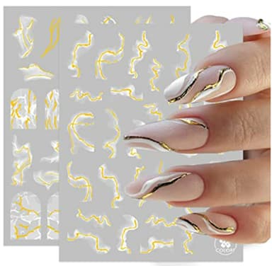 Marmor Nail Art Stickers Dekaler på naglar självhäftande Flerfärgad