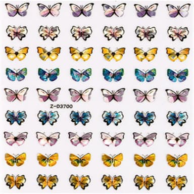 Butterfly Laser Nail Art Stickers 10-ark ZD3700 Flerfärgad