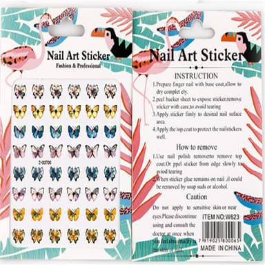 Butterfly Laser Nail Art Stickers 10-ark ZD3700 Flerfärgad