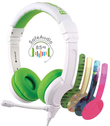 BuddyPhones School+ on ear-hörlurar (gröna)