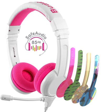BuddyPhones School+ on ear-hörlurar (rosa)