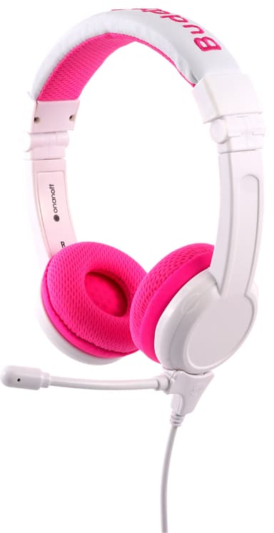BuddyPhones School+ on ear-hörlurar (rosa)