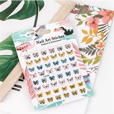 Butterfly Laser Nail Art Stickers 10-ark ZD3700 Flerfärgad