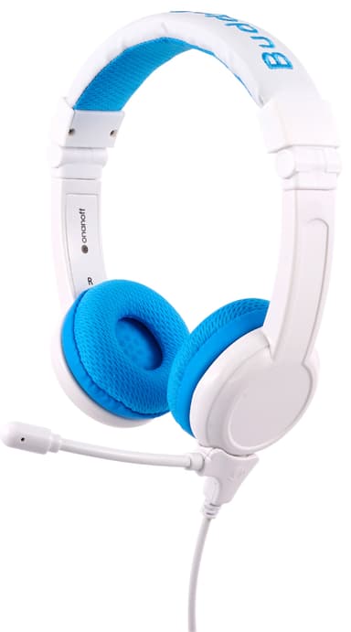 BuddyPhones School+ on ear-hörlurar (blåa)