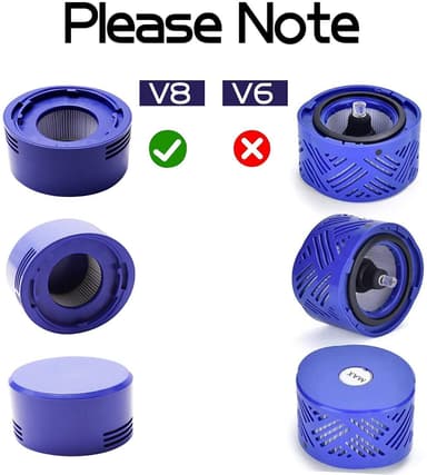 Filter kompatibla med Dyson V7/8 7 delar Blå