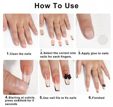 Naturliga franska falska naglar Akryl False Nails Kit 24-pack Blå