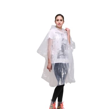 Regnponcho med huva med dragsko Transparent