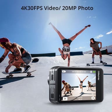 AKASO Brave 7 LE dubbelskärm 4K/30fps actionkamera, IPX7 vattentät