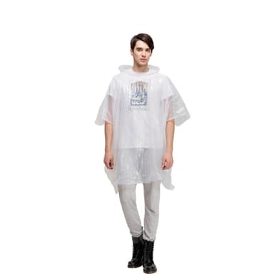 Regnponcho med huva med dragsko Transparent
