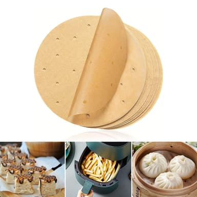 Runt pergamentpapper till Air Fryer 100-pack Gul 18 cm