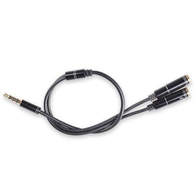 3.5 mm ljuddelare Stereo audio splitter för mic + hörlurar