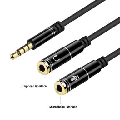 3.5 mm ljuddelare Stereo audio splitter för mic + hörlurar